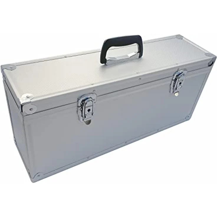 Aluminium Koffer Silber mit Würfelschaum Entnehmbarer Deckel Alu-Koffer Werkzeugkoffer (LxBxH) 550 x155 x 240 mm – Bild 1