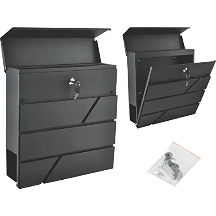 Iso Trade Large, Steel Metal, Outdoor, Front Door Mail Boxes A4 Letter BoxWall Mounted 6238 Marke