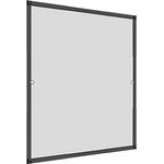 Windhager Insektenschutz teleskopierbares Fliegengitterfenster Flexi Fit, Spannrahmen-Fenster, Teleskopfenster ohne Sägen, Selbstbausatz 130 x 150 cm, Anthrazit, 04306