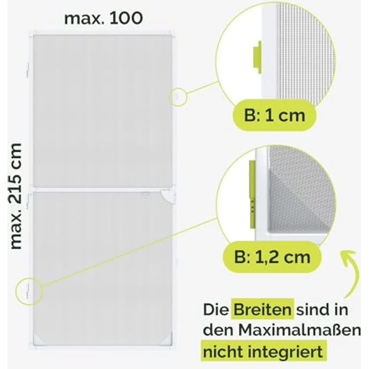 Nematek Fliegengitter Tür Light - Fliegengitter Balkontür mit weißem Rahmen - schmale Fliegengittertür für Terrassen- & Balkontüren - Bausatz für max. 100 x 215 cm – Bild 4