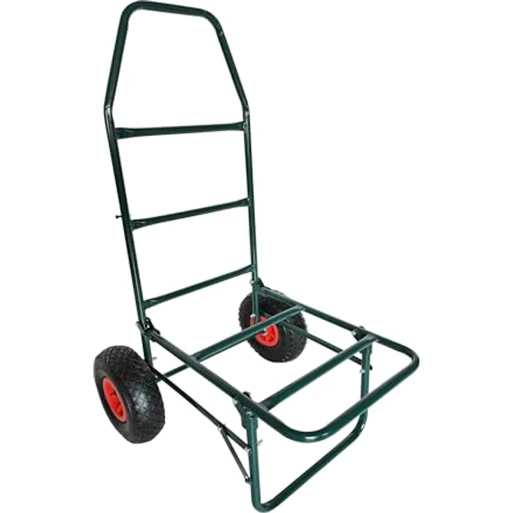 relaxdays Klappbare Sackkarre Transportwagen, 80 kg Tragkraft, Grün mit Luftbereifung und Spanngummi – Bild 1