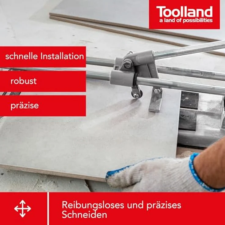 Toolland Fliesenschneider, manuell, 22 mm Schnittrad, 600 mm Schnittlänge, Aluminium und verchromter Stahl – Bild 2