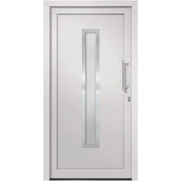 vidaXL Haustür, Eingangstür mit Handgriff-Set, weiß, 98x190cm, Isolierverglasung, 5-fach verriegelt