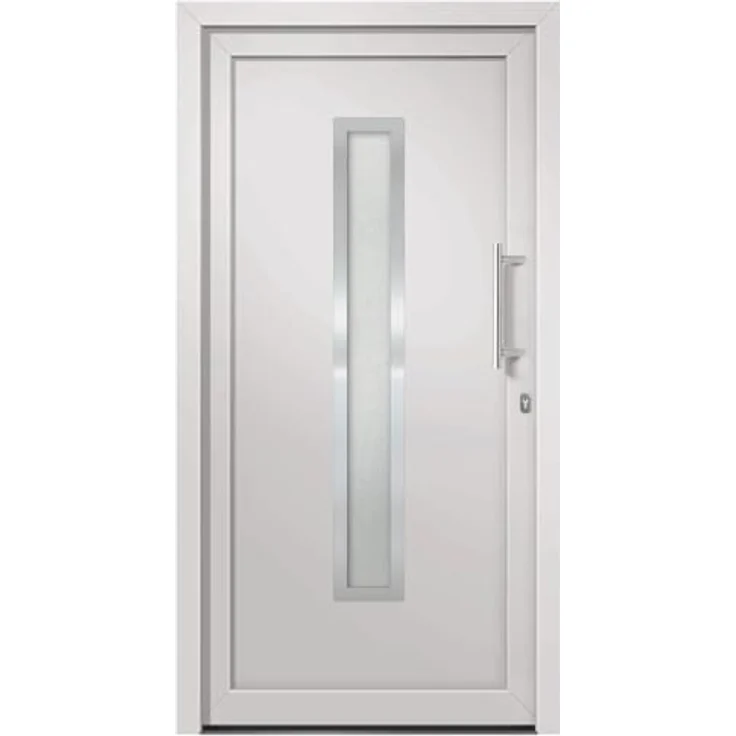 vidaXL Haustür, Eingangstür mit Handgriff-Set, weiß, 98x190cm, Isolierverglasung, 5-fach verriegelt – Bild 1