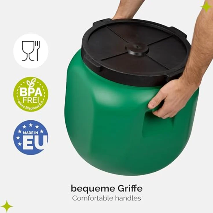 Garronda Weithalsfass GD-0142, 40 Liter Plastikbehälter mit Hahn und Deckel, BPA-frei für Lebensmittel und Flüssigkeiten – Bild 5