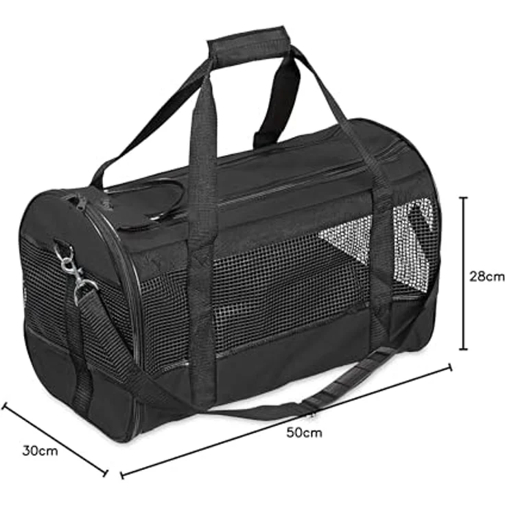 Karlie Tiertransporttasche Karlie Nylon-Tragetasche DIVINA, Schwarz Groß 9kg Pet-ID-Card Nylon Halsband-Arretierung – Bild 2