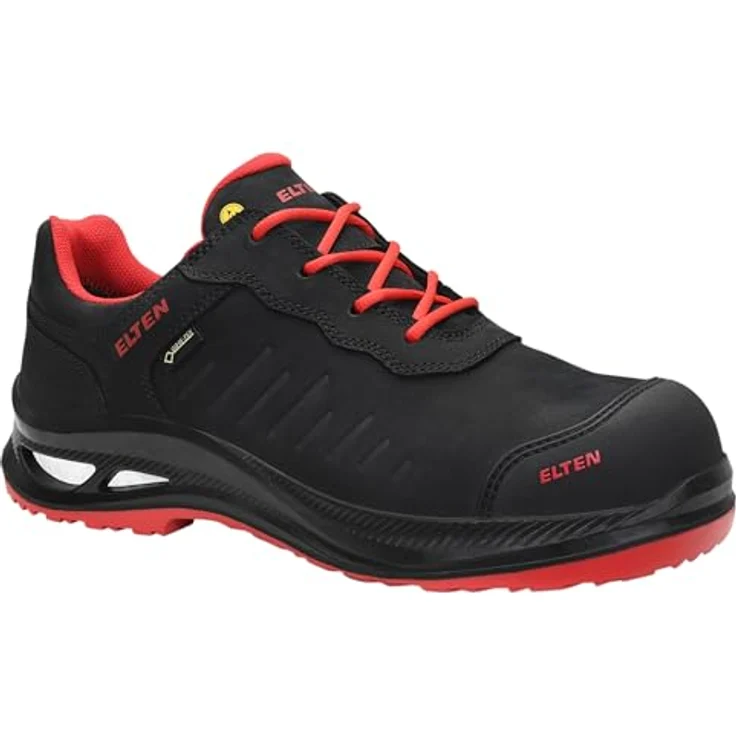 ELTEN Sicherheitsschuhe STEWART XXG PRO GTX, Sicherheitshalbschuhe S3 HI CI ESD, Nubukleder, schwarz-rot, Größe 43 – Bild 1