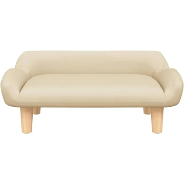 vidaXL Hundekorb Hundebett Creme 70x40x24 cm Stoff Körbchen Hundesofa mit massivem Kiefern- und Eukalyptusholzrahmen – Bild 3