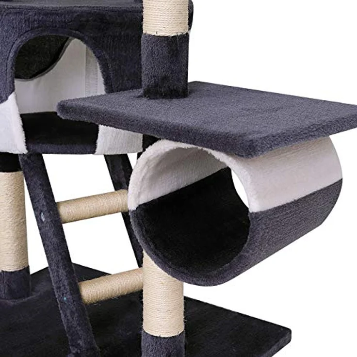 lionto Kratzbaum XXL Kletterbaum Katzenkratzbaum Katzenbaum höhenverstellbar 230-250 cm, grau/weiß – Bild 5