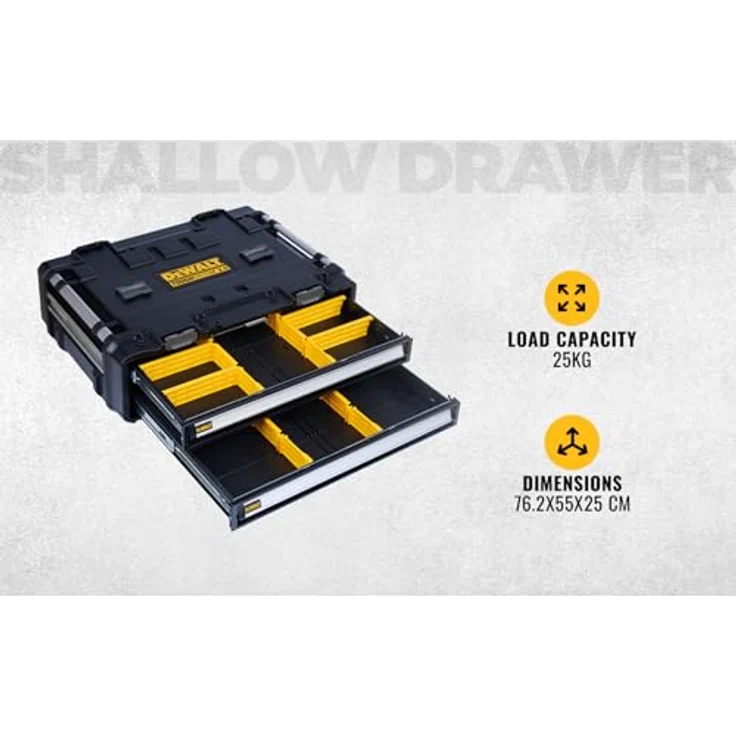 Dewalt ToughSystem dxl Modul mit zwei Schubladen, robuster Kunststoff-Korpus, kompatibel mit ToughSystem 1.0 und 2.0 – Bild 4