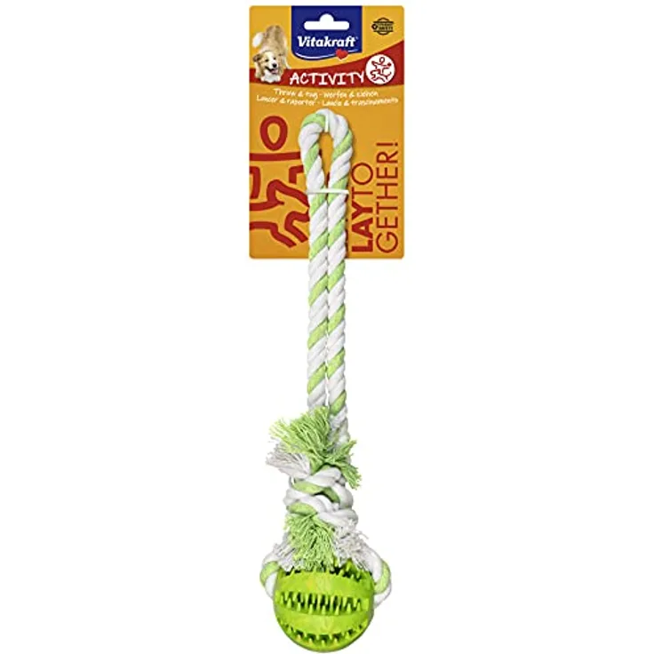Vitakraft - Ball mit Seil für Hunde, 39 cm