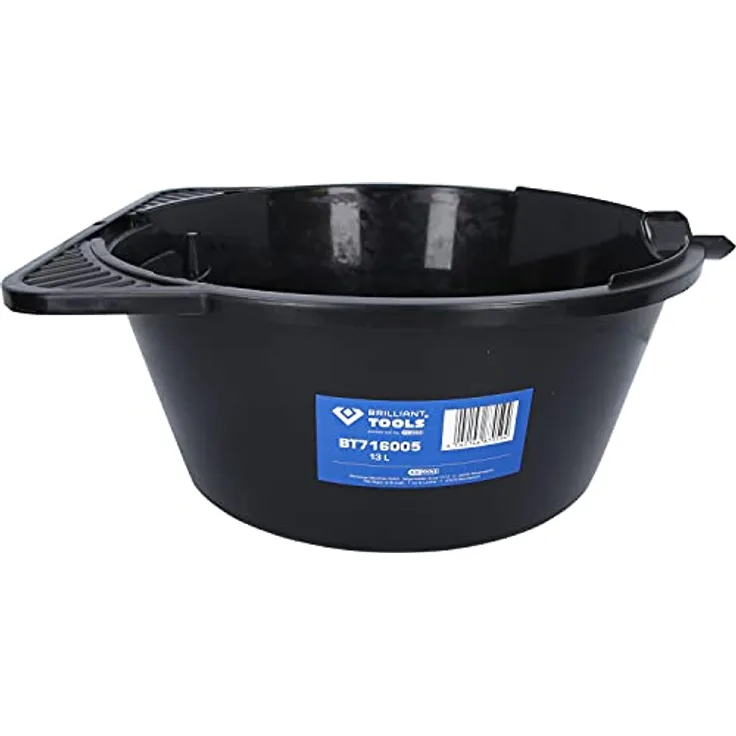 BRILLIANT TOOLS BT716005 Öl-Auffangwanne, 13 Liter mit Liter-Skala und Auslaufschnabel, inkl. Haltevorrichtung für Ölfilter-Kartuschen