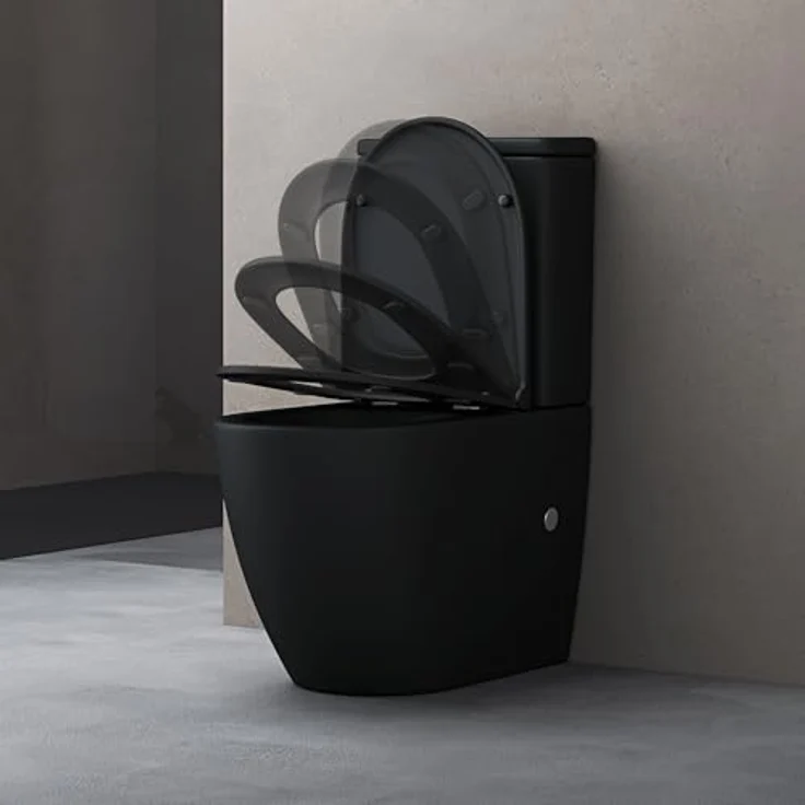 doporro Stand-WC S179T schwarz matt inkl. Softclose Absenkautomatik 36x63x82cm spülrandlos – Bild 3