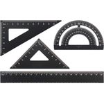 Donau Elektronik Winkelmesser Lineal- / Winkelset aus Aluminium 4-tlg, hochwertiges 4-teiliges Set in praktischer Aufbewahrungsdose, Aluminium