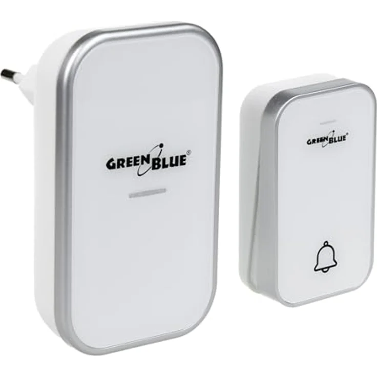 Green Blue GB157W Kabellose Türklingel - Kinetisches Klingelsystem, 38 Melodien, Reichweite bis 200 m, IP44 (1x Steckdosen-Empfänger + 1x Sender/Weiß) – Bild 1