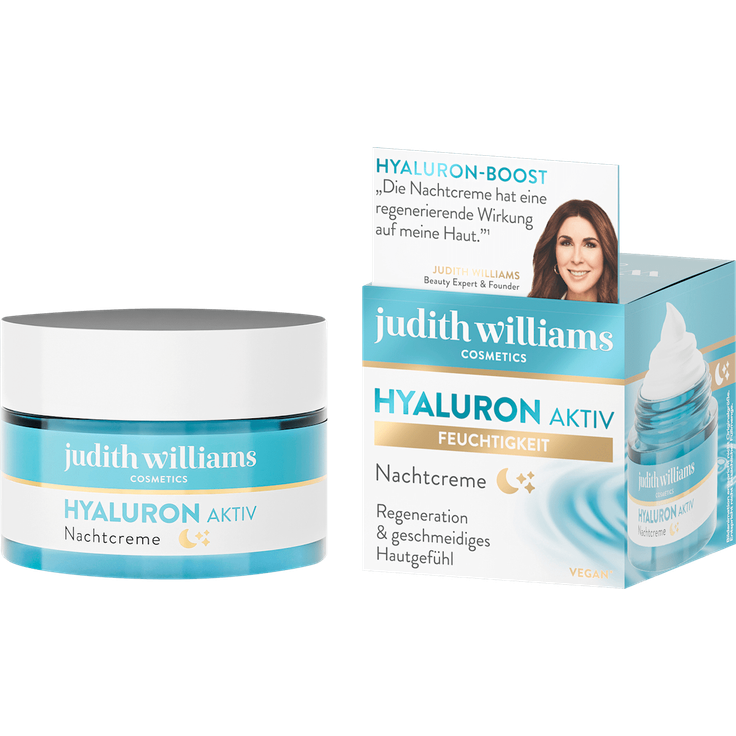 Judith Williams Nachtcreme Hyaluron Aktiv – Vegane Anti-Aging-Nachtpflege mit Hyaluron, regenerierend, feuchtigkeitsspendend & ohne Zusatzstoffe 50ml