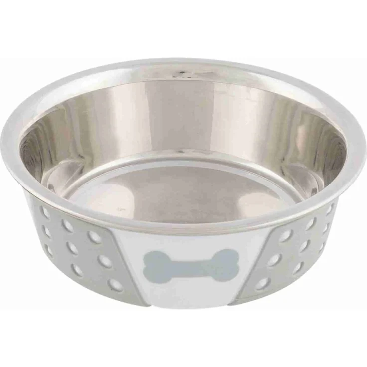 TRIXIE Futternapf Napf 14cm 400ml weiß grau Edelstahl – Bild 1