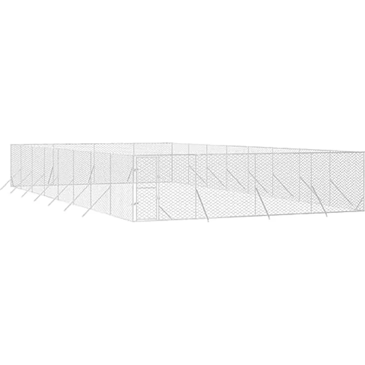 vidaXL Outdoor-Hundezwinger Silbern 8x16x2 m Verzinkter Stahl