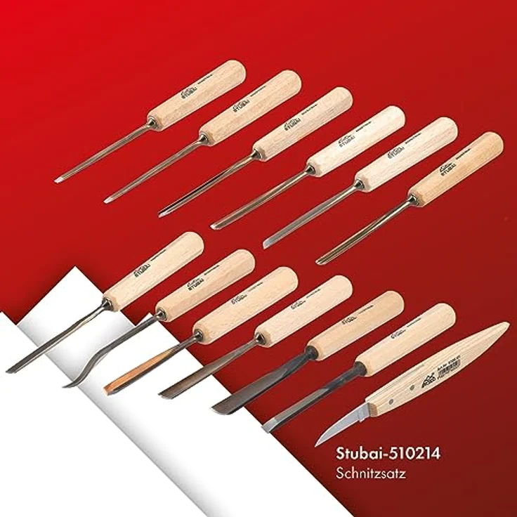 Schnitzersatz 14 teiliges Set in Rolltasche| STUBAI Schnitzersatz 14-tlg. Set für präzises Schnitzen und Gestalten von Holz, Schnitzwerkzeug für erfahrene Holzschnitzer oder Hobbyschnitzer – Bild 3