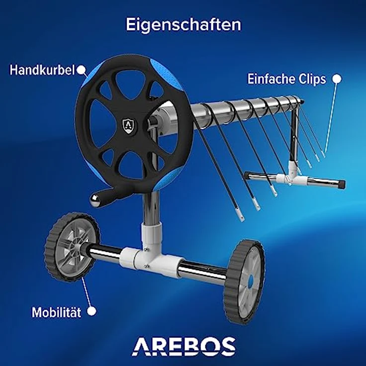Pool Aufroller für Solarfolie - Abdeckplane Aufrollvorrichtung Poolabdeckung - Arebos – Bild 3