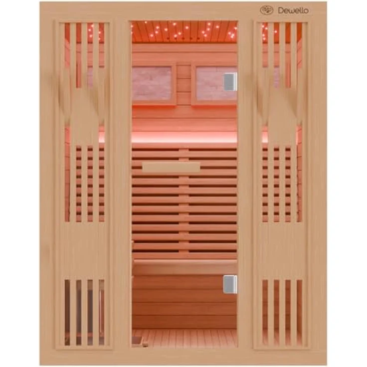 Dewello Sauna MINTO 150x130 Finnische Sauna, 3 Personen, Saunaofen Harvia 4,5KW, BxTxH: 150 x 130 x 190 cm – Bild 5