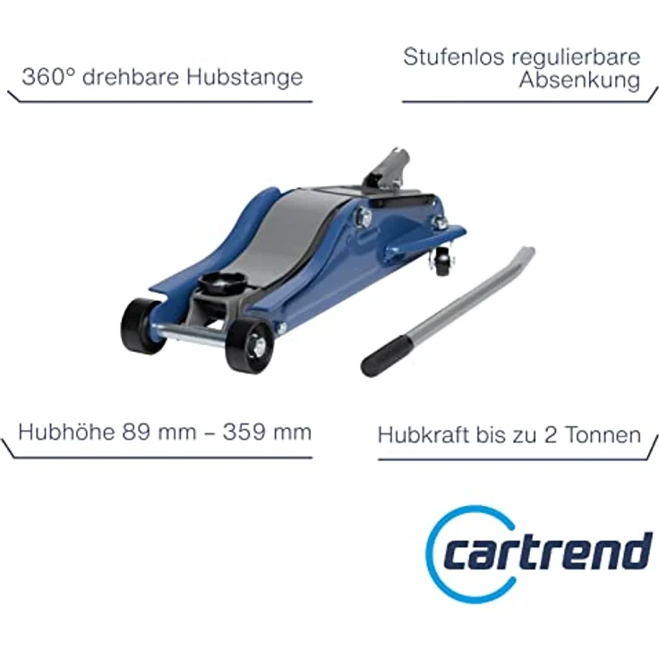cartrend hydraulischer Wagenheber, Rangierwagenheber für SUVs und Geländewagen mit Quicklift-Funktion, 2 Tonnen – Bild 2