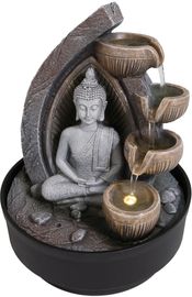 Lemodo Zimmerbrunnen Tischbrunnen Buddha mit Beleuchtung