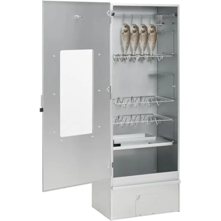 vidaXL Räucherofen mit Holzspänen, Smoker Räucherschrank aus verzinktem Stahl, mit Thermometer und viel Platz zum Räuchern – Bild 3