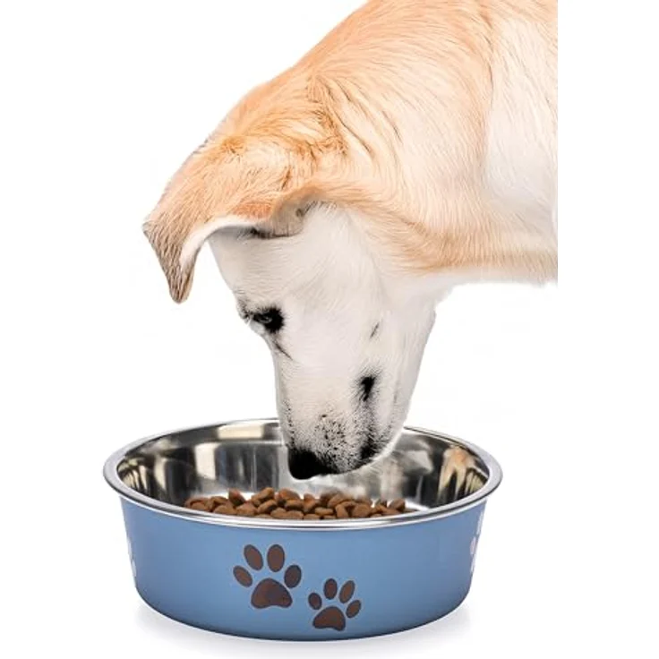 Karlie Ascar Hundenapf Edelstahl Blau, 450 ml, Durchmesser 12-14 cm, spülmaschinenfest, mit Anti-Rutsch-Gummiring – Bild 2