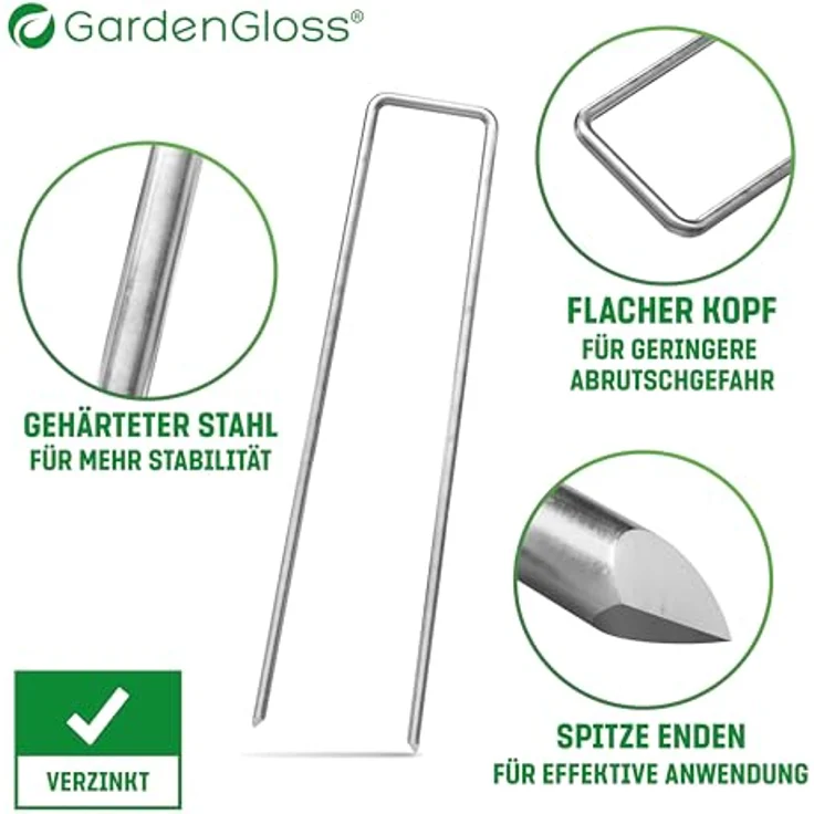 GardenGloss Anti-Rost Erdanker aus Stahl, stabile Bodenanker (50 Stück) für Unkrautvlies, Zaun & Camping, 150 mm lang, Ø 3 mm, U-Form mit scharf angespitzten Enden – Bild 3