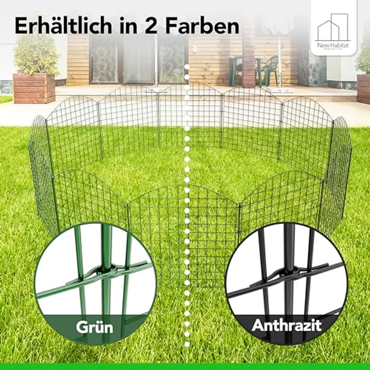 NewHabitat Teichzaun Steckzaun aus Metall, wetterbeständig, 10 Elemente, anthrazit – Bild 4