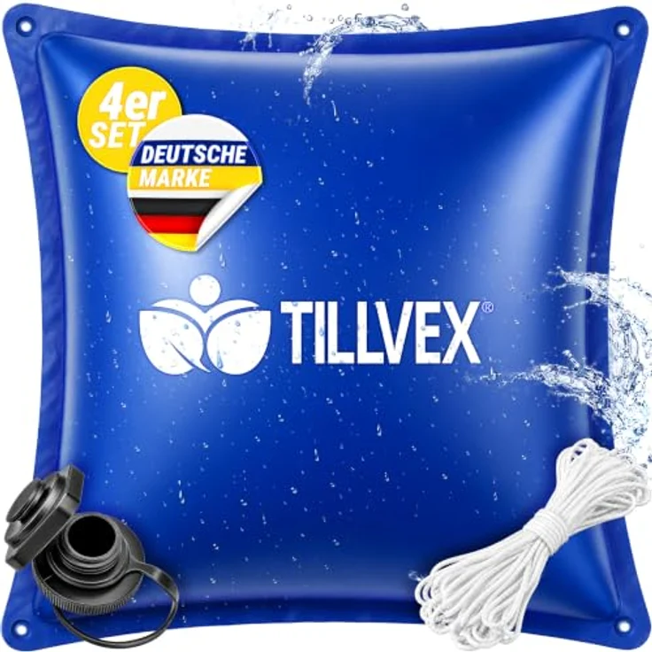 tillvex® Poolkissen Winter XXL 120x120cm, frost- & chlorbeständig bis -20°C, inkl. 12m Seil & Reparaturkit, geeignet für Poolüberwinterung – Bild 1