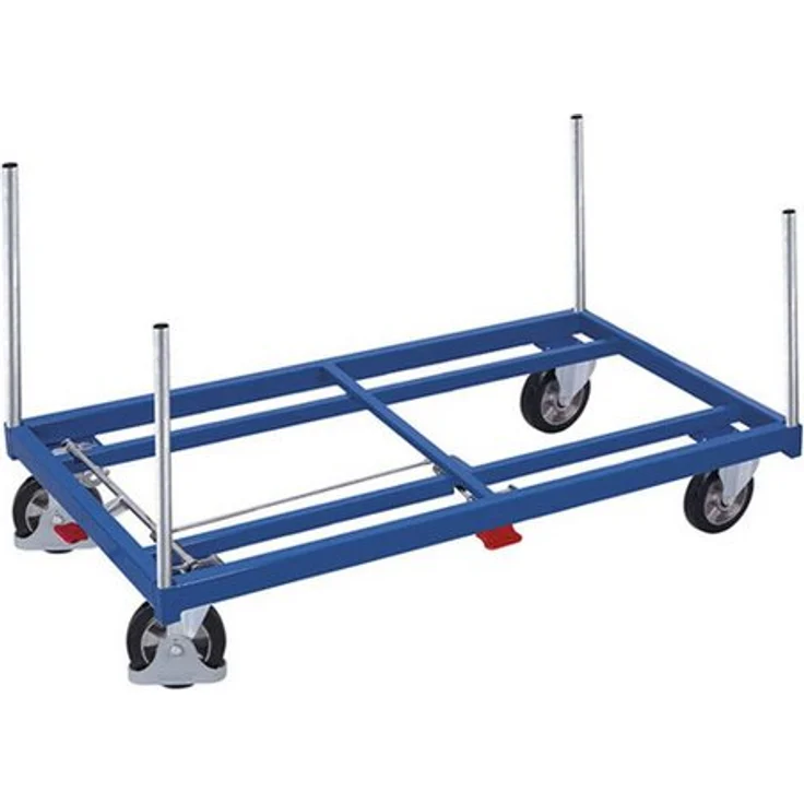 CORDES VARIOfit Rungenwagen, Transportwagen 1.605 x 805 mm, Traglast 1.200 kg, enzianblau pulverbeschichtet, mit 4 Rungen