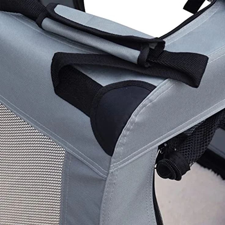 Fudajo Faltbare Transportbox für Hunde, Katzen XXL (90x63x63cm), robust, leicht, sicher, mit Tragegriff und Decke, Grau – Bild 5