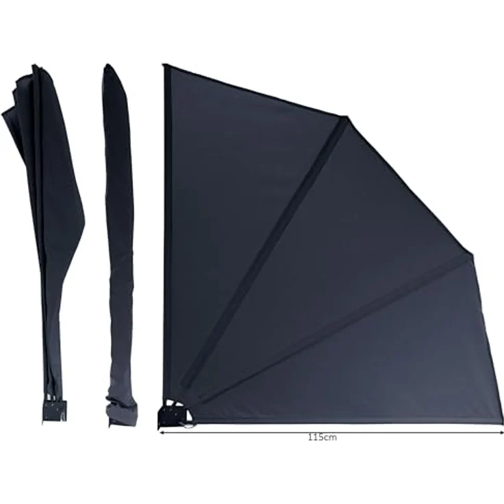 QUICK STAR Balkonfächer 115 x 115 cm, Wetterfester Sichtschutz in Grau mit Easy Mount Wandplatte und blickdichtem Polyesterstoff – Bild 3