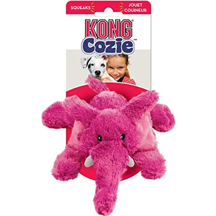 KONG – Cozie Brights – Quietschendes Hundeplüschtier für Drinnen (Verschiedene Figuren) – Für Mittelgroße Hunde