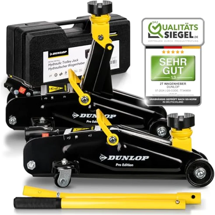 "Dunlop Wagenheber Rangierwagenheber Transportbox und Gummiauflage 2t hydraulisch, pneumatisch mit Transportkoffer, rot\ – Bild 2