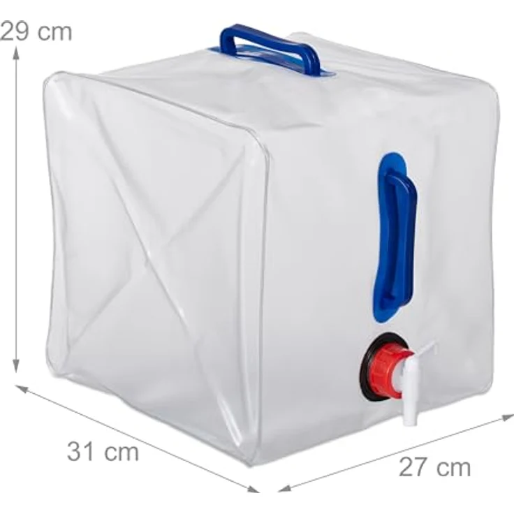 relaxdays Kanister 8er Set faltbare Wasserkanister, 20 L, Transparent/Blau/Rot, BPA-frei, mit drehbarem Hahn und platzsparendem Design – Bild 4