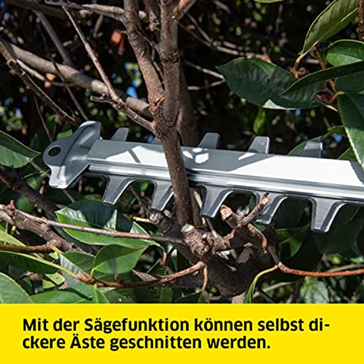 Kärcher HGE 18-50 Battery Akku-Heckenschere (inkl. Schnittgutkehrer, Leistung je Akkuladung: 325 m, Schnittlänge 50 cm, Gewicht 2,9 kg, Messerspitzenschutz, Sägefunktion) – Bild 6
