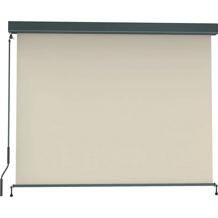 paramondo Senkrechtmarkise 2000, Balkonmarkise 140x250cm mit Kassette, Sichtschutz, Anthrazit Beige, UV-Schutz, manuelle Bedienung
