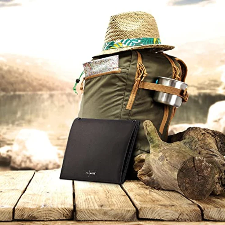 revolt Faltbares Solarpanel: 28-Watt-Solar-Ladegerät mit 2 USB-Anschlüssen (5V/4,8A), faltbar, IPX4 (Solarpanel Tasche, Solarkoffer mit Laderegler, Autobatterie) – Bild 4