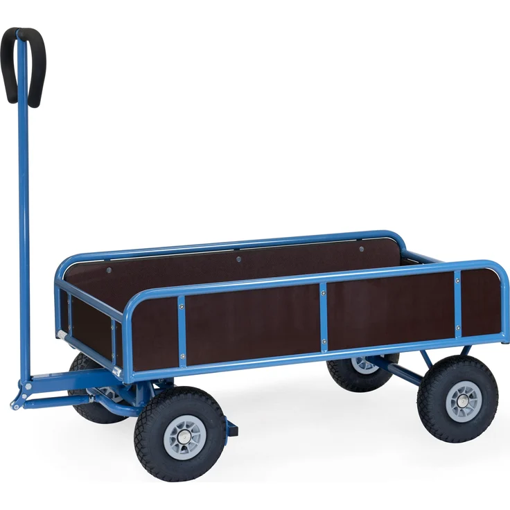 Fetra Transportwagen 4122L, Handwagen mit Lufträdern Ø260 mm, 400 kg Traglast, pulverbeschichtet in brillantblau RAL 5007