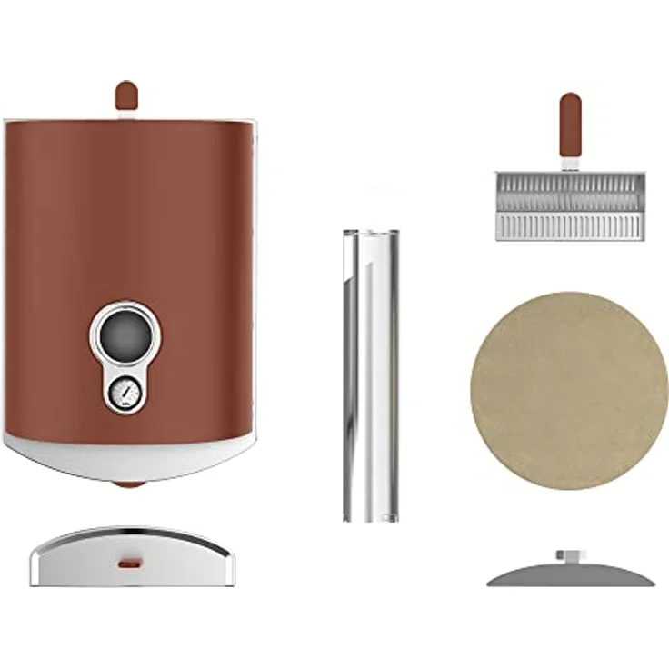 Ziipa Pizzaofen Terracotta, drehbarer feuerfester Stein, für Holzpelletsbetrieb, 40 x 76 x 73 cm – Bild 7