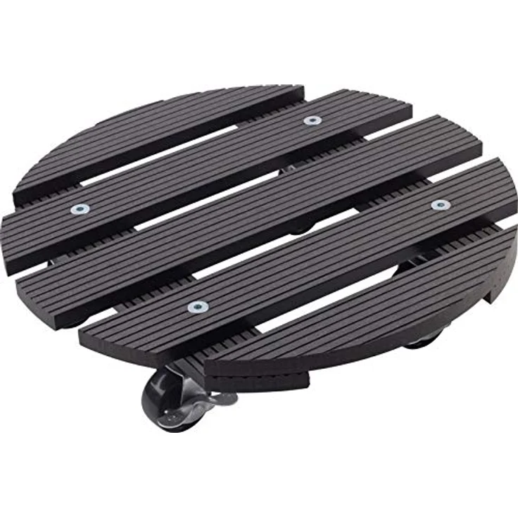 Metafranc WPC-Pflanzenroller Ø 300 mm-60 kg Tragkraft-Anthrazit-PP-Räder-Feststeller-Witterungsbeständig-Outdoorroller-Untersetzer mit Rollen-Transporthilfe für Pflanzen - 825130 – Bild 2