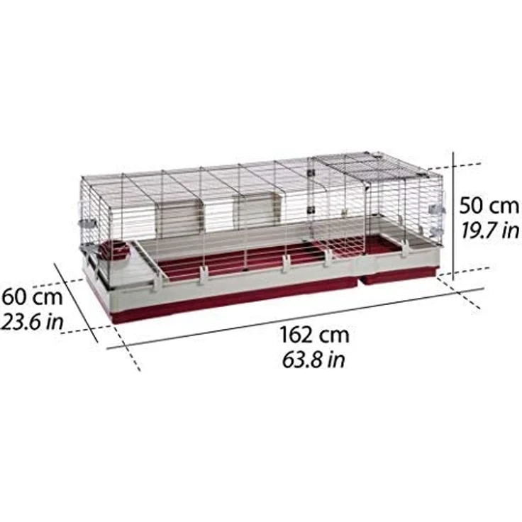 Ferplast Kleintierkäfig KROLIK 160, Hasenkäfig innen mit Zubehör, Kaninchenkäfig groß auf für Meerschweinchen, Maße: 162 x 60 x 50 cm – Bild 4