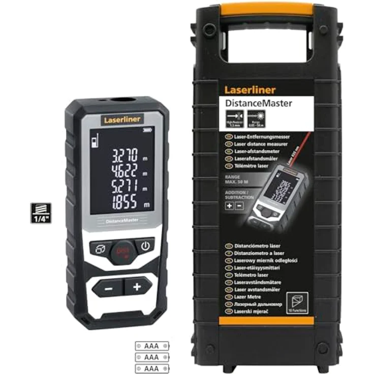 LASERLINER DistanceMaster Laser-Entfernungsmesser mit Koffer, Messbereich 50m – Bild 2