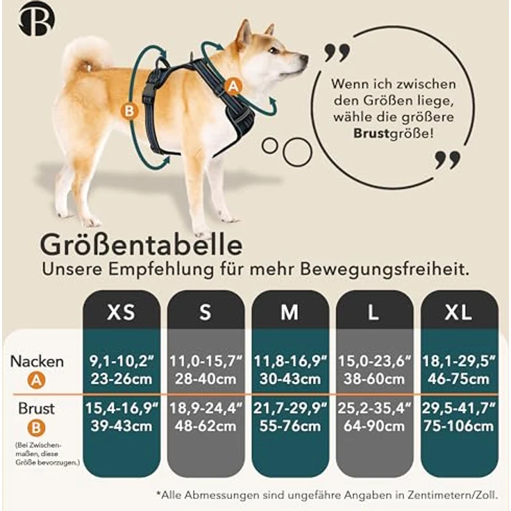 bluzelle Hundegeschirr für große Hunde, XL, Blau, Reflektierendes Brustgeschirr mit Griff & Tasche für GPS Tracker, Anti-Zug Design, Atmungsaktiv & Langlebig – Bild 2