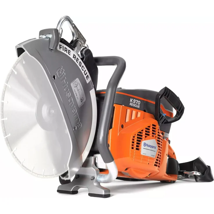 Husqvarna K970 Rescue Trennschleifer, Handkreissäge mit 350 mm Durchmesser, Magnesium-Bauweise, Spezialgriff für Handschuhe, verstellbarer Schultergurt, halbautomatische Riemenspannung
