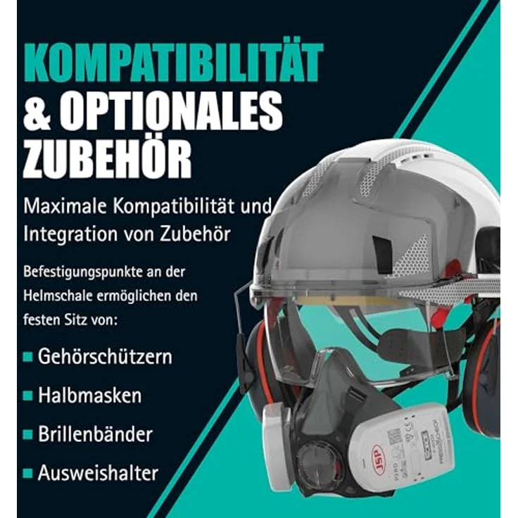 EVO VISTALENSTM Sicherheitshelm mit integrierter Schutzbrille - Weiß-Smoke (JSP AMB170-005-F00) – Bild 9
