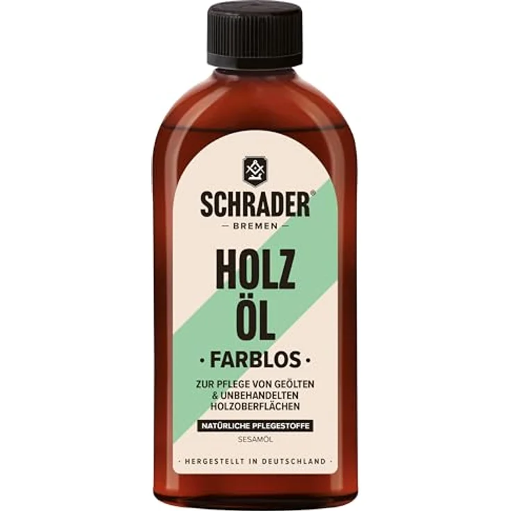 SCHRADER Holzöl - Möbelöl Farblos - Pflegeöl für Holzmöbel & Holzoberflächen - 250ml - Made in Gemany – Bild 1